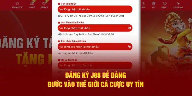 Các bước đăng ký J88 chuẩn